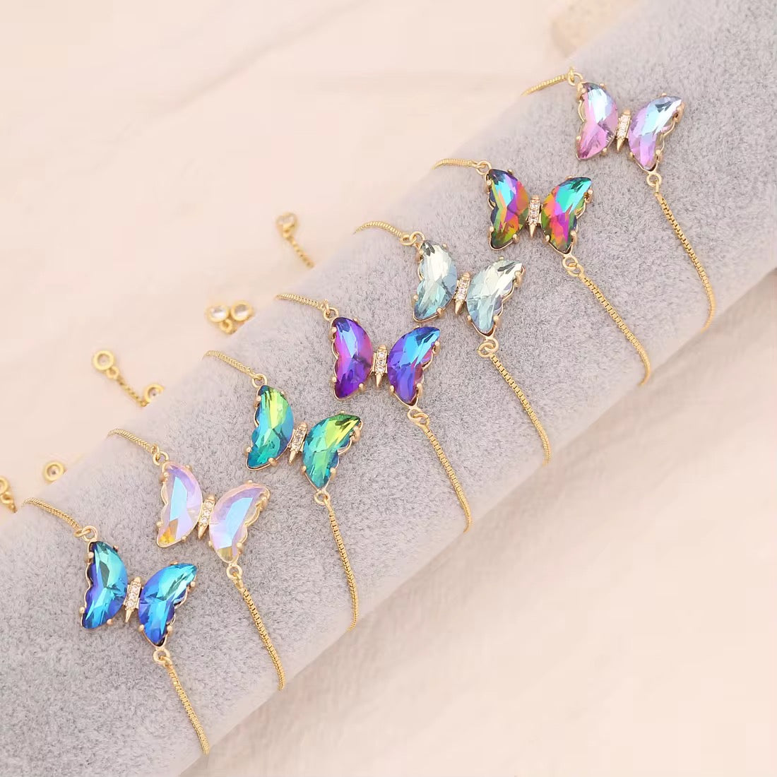 Luxury Butterfly Crystal Bracelet – Adjustable Gold Chain