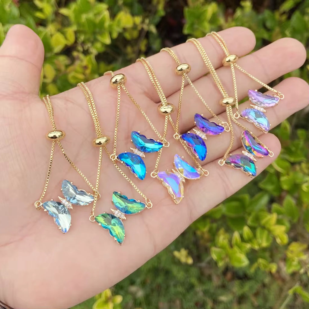 Luxury Butterfly Crystal Bracelet – Adjustable Gold Chain