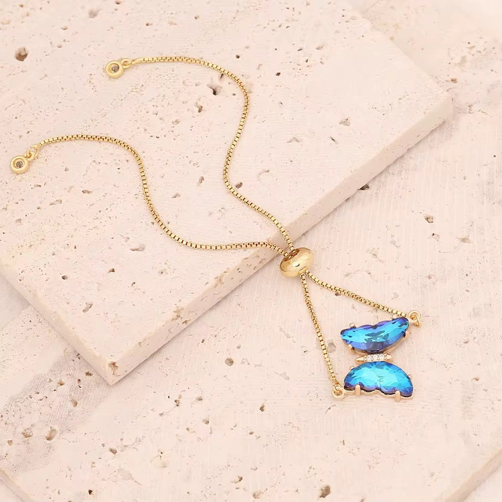 Luxury Butterfly Crystal Bracelet – Adjustable Gold Chain
