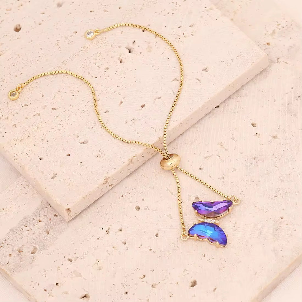 Luxury Butterfly Crystal Bracelet – Adjustable Gold Chain