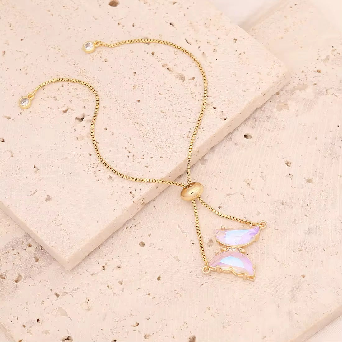 Luxury Butterfly Crystal Bracelet – Adjustable Gold Chain